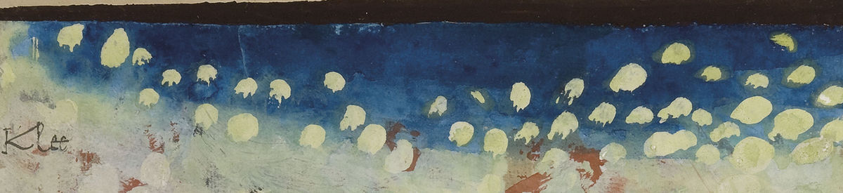 Detail 1: Pale spots against the deep blue upper band in Likeness in the Bower